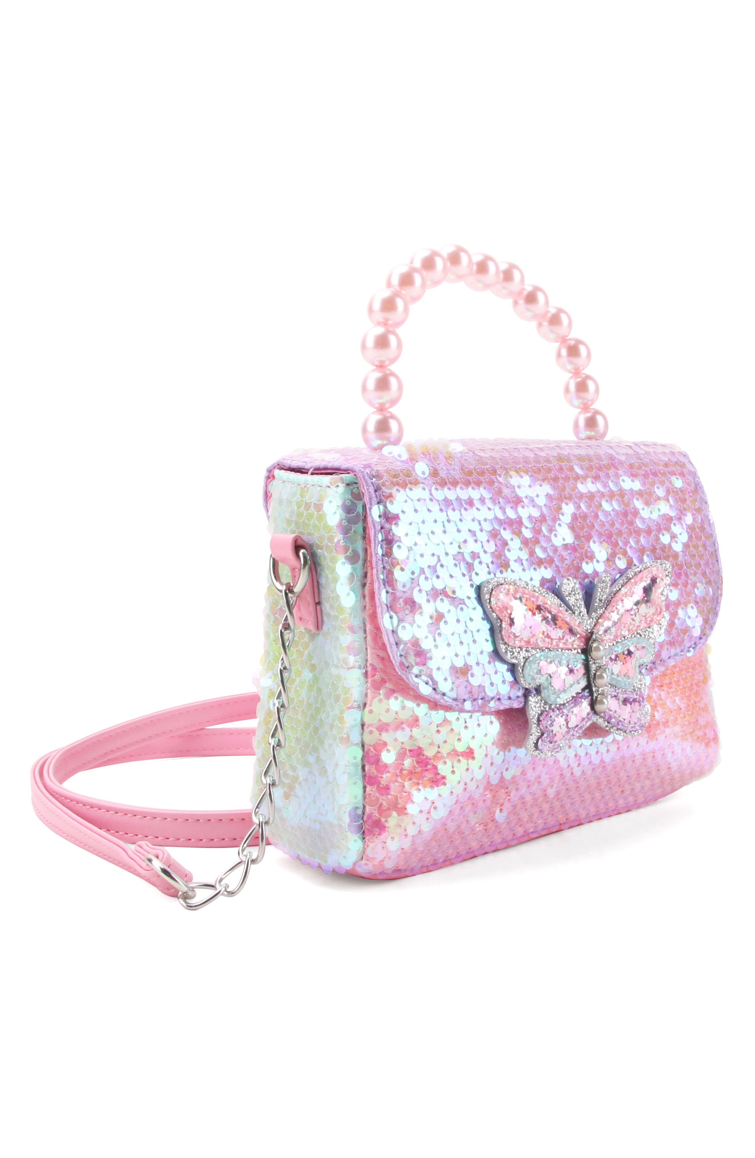 OMG Accessories Kids' Sequin Butterfly Top Handle Bag, Alternate, color, 