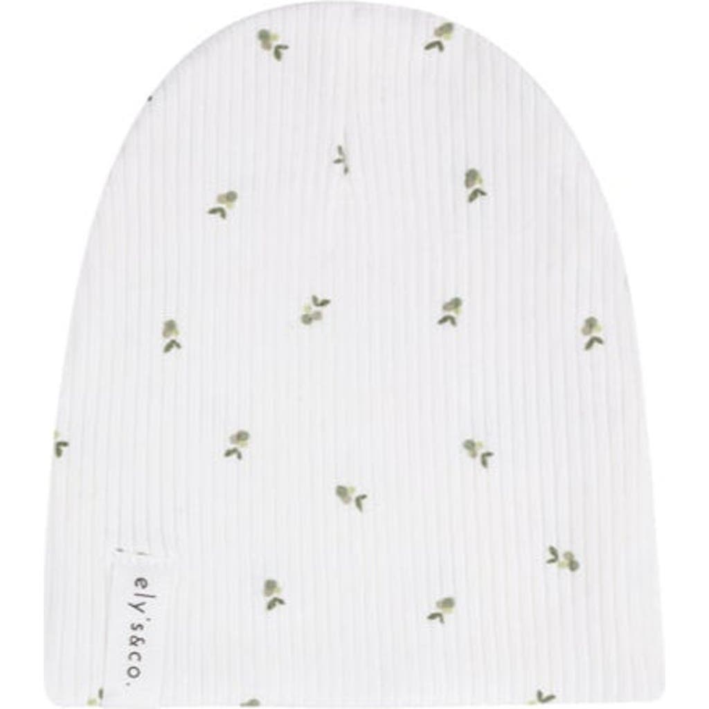Ely's & Co. Baby Cotton Ribbed Beanie In Ivory/sage Berry