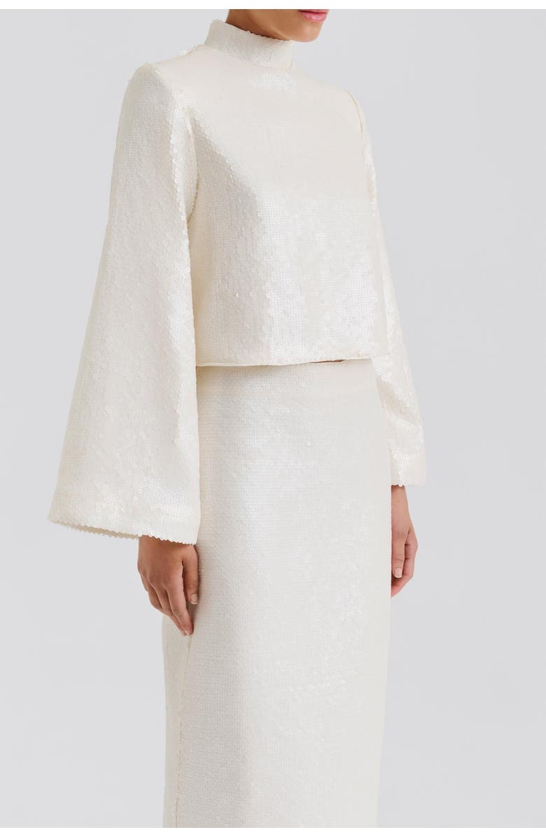 Malina Line Longsleeve Sequin Top, Alternate, color, Vanilla