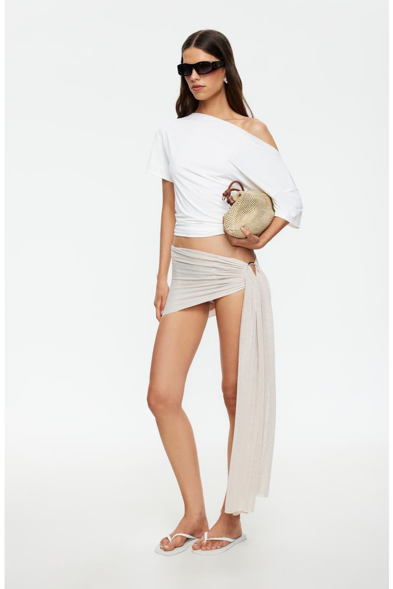 Merci O-Ring Side Sash Miniskirt, Alternate, color, SAND
