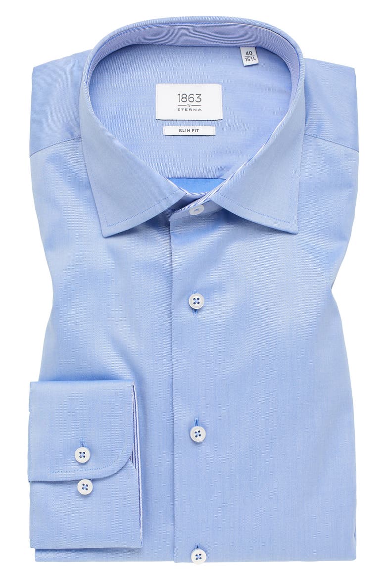 Luxury Slim Fit Non-Iron Dress Shirt, Alternate, color, BLUE