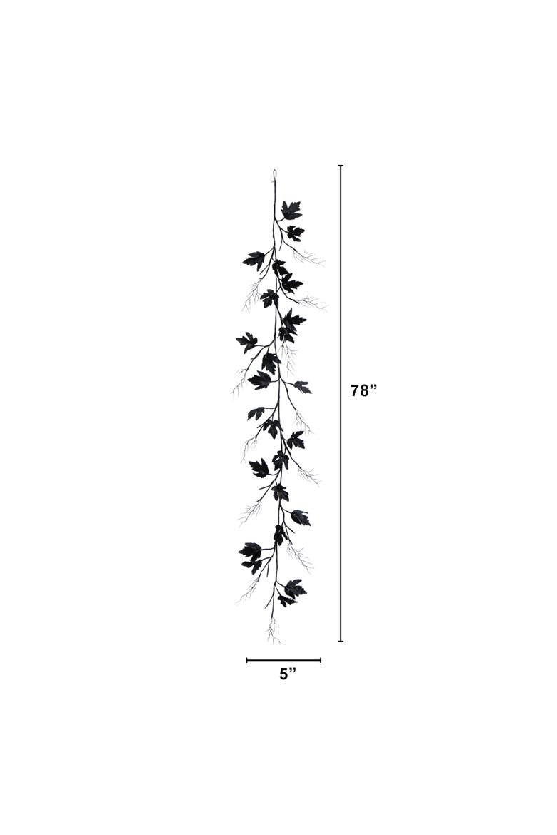 6.5-ft Pre-Lit Artificial Halloween Black Maple Garland with 48 Orange & Purple LED Lights, Alternate, color, Black