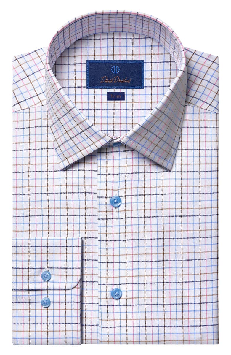 David Donahue Trim Fit Barrel Cuff Dress Shirt, Main, color, 