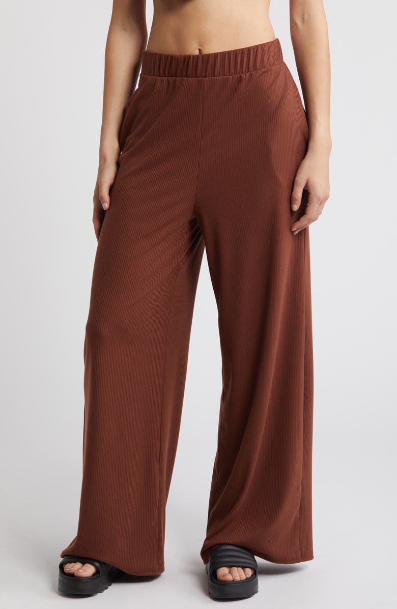 Dressed in Lala Gigi Rib Sleeveless Top & Wide Leg Pants, Alternate, color, Brown