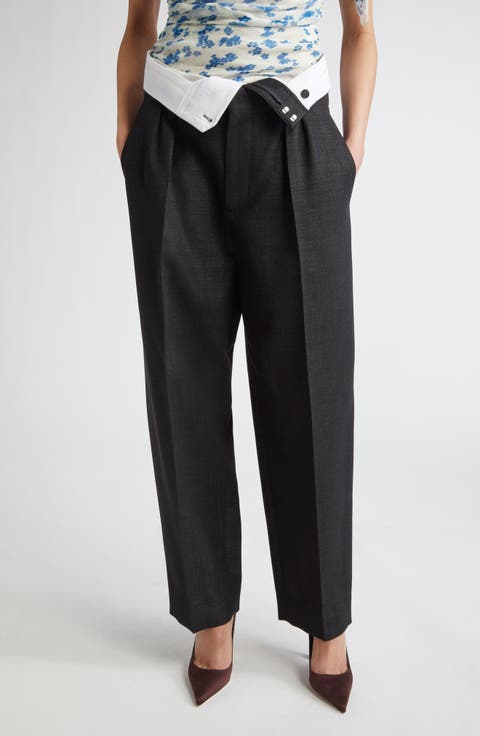 パンツ VICTORIA BECKHAM CROPPED BLACK TROUSERS IN WOOL BLEND Victoria Beckham Women's Wool-Blend Crop Trousers - Heritage