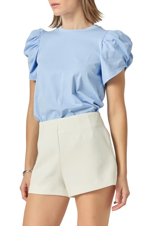 English Factory Gathered Sleeve Knit Top In Powder Blue