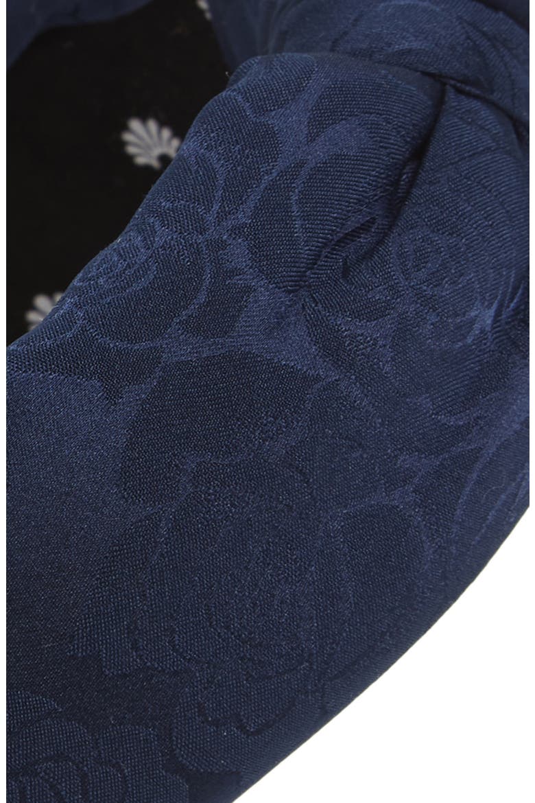 Rose Jacquard Knotted Headband, Alternate, color, NAVY