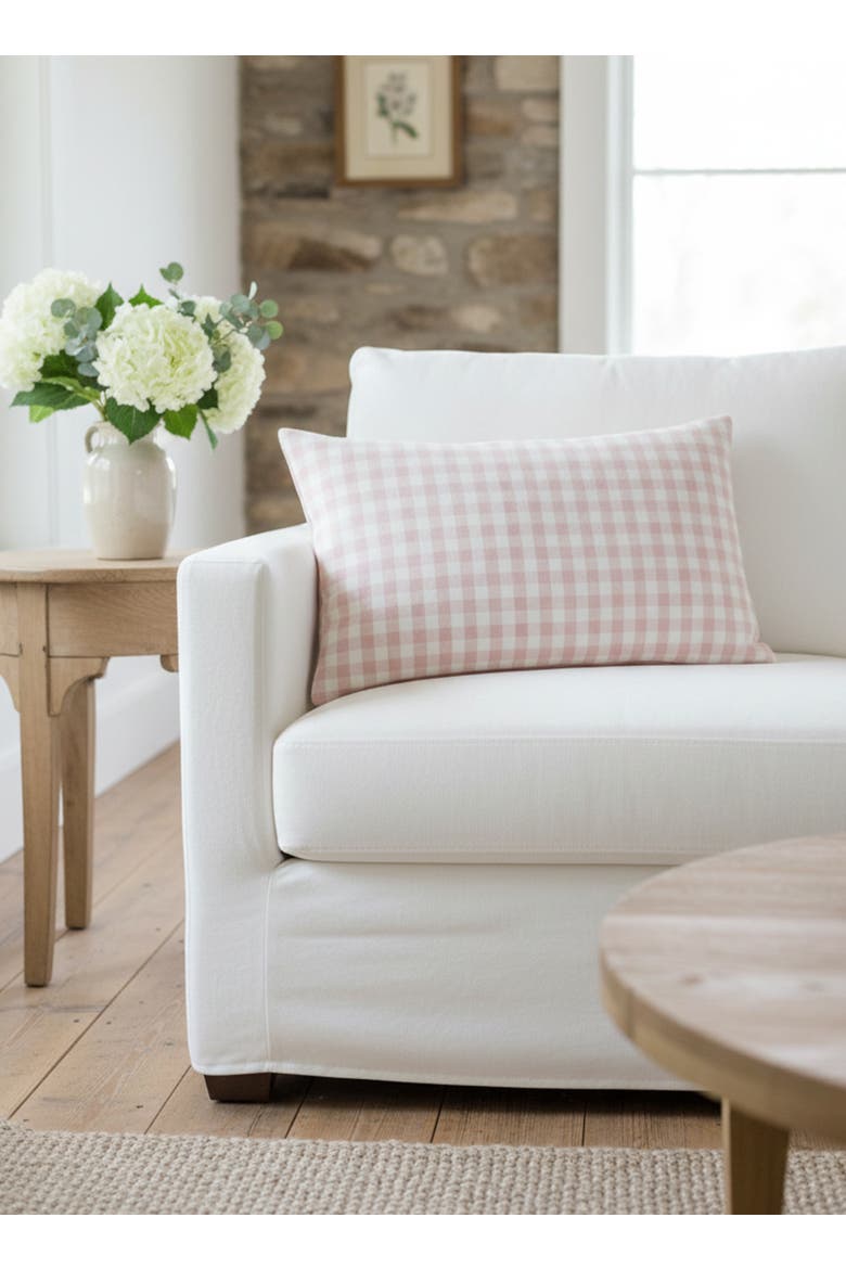 Gingham Linen Pillow Cover Only, Alternate, color, Pink