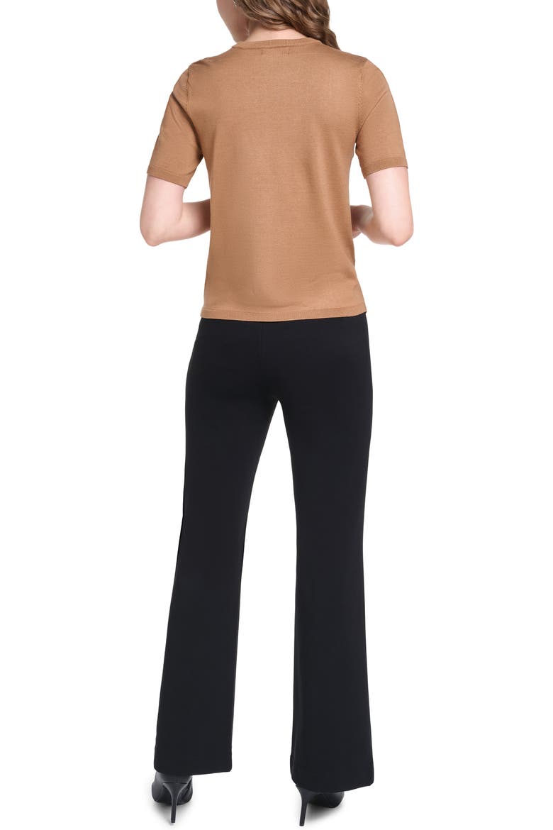 K Short Sleeve Sweater with Shoulder Buttons, Alternate, color, SEPIA