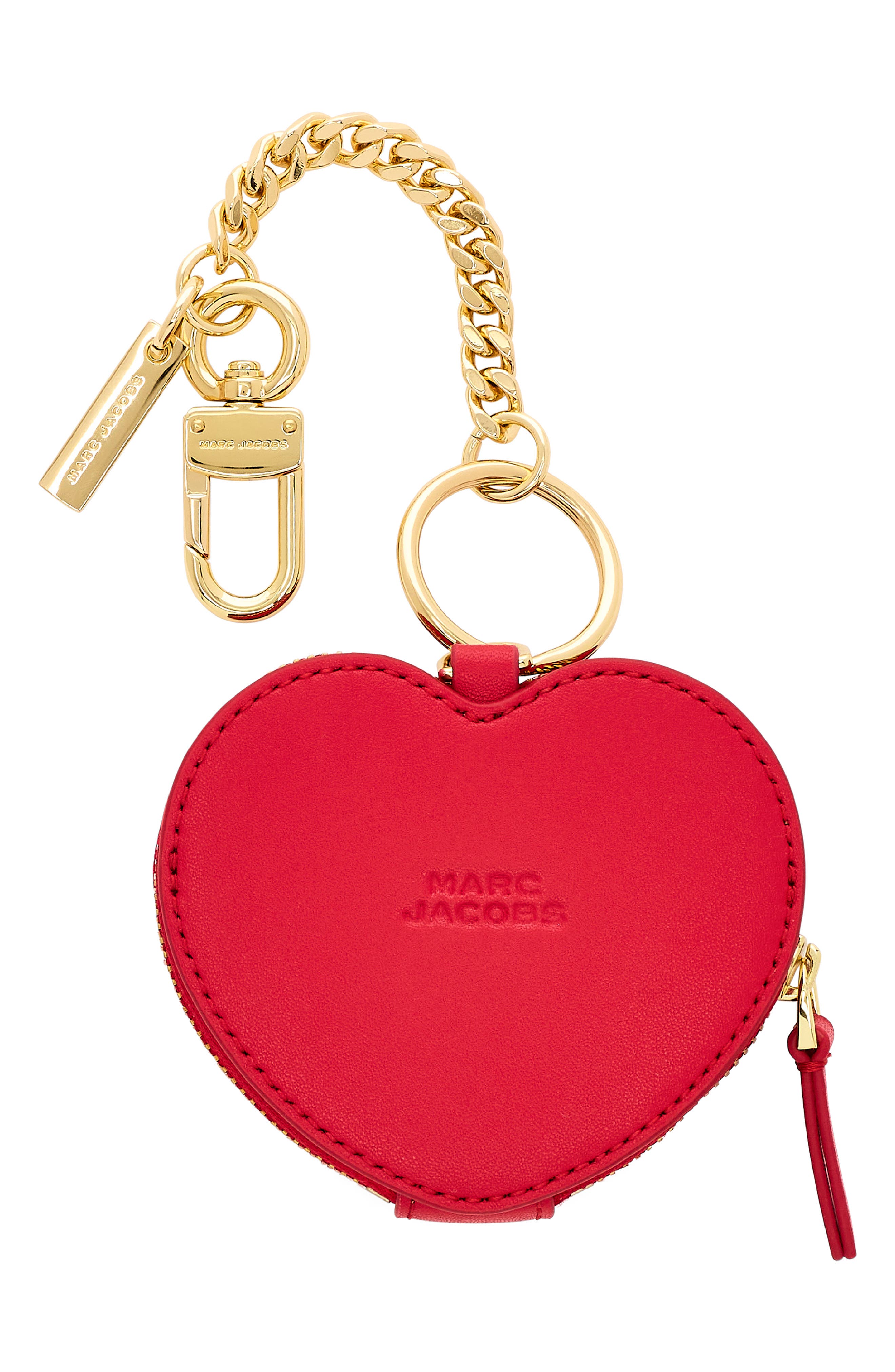 The Heart Pouch Bag Charm, Alternate, color, TRUE RED