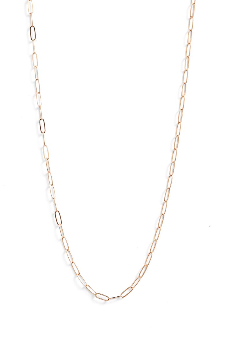 Mini Paper Clip Chain Necklace, Main, color, GOLD