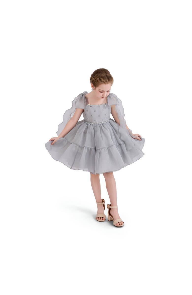 Tulleen Sparkle Tiered Dress, Alternate, color, Grey