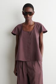 COS Fluted-sleeve Cotton Blouse