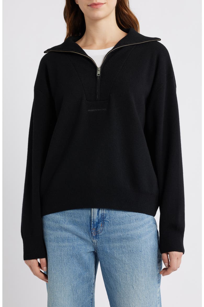 Half Zip Sweater, Main, color, BLACK