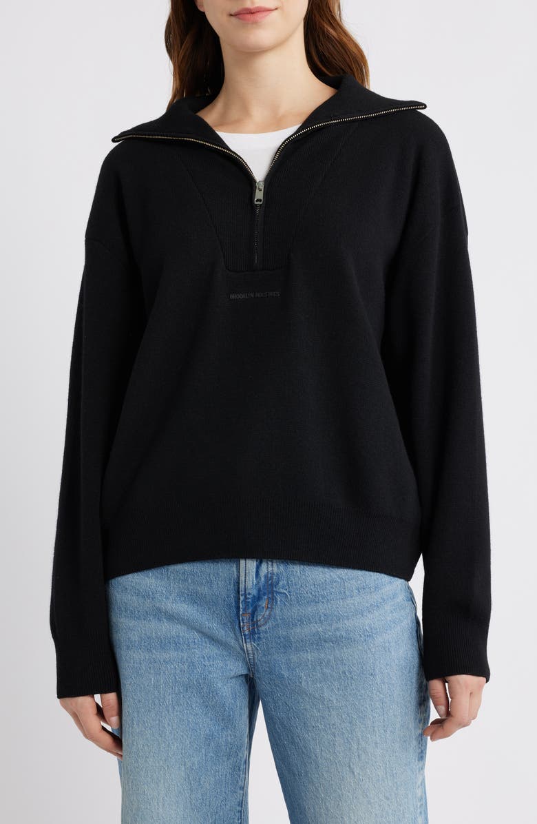Brooklyn Industries Half Zip Sweater, Main, color, Black