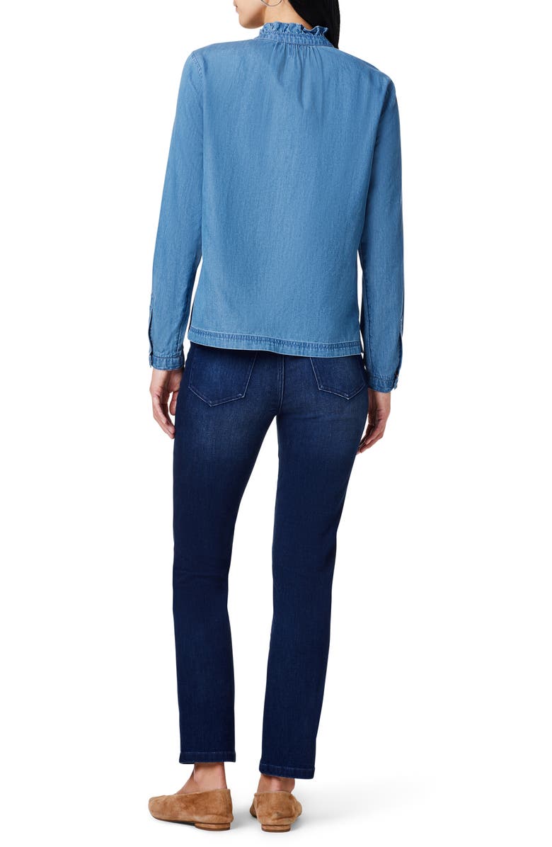 NIC+ZOE Ruffle Neck Denim Shirt, Alternate, color, 