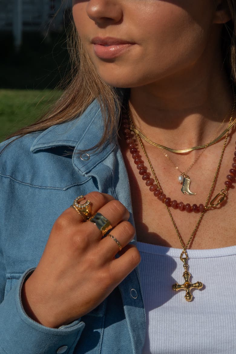 Salt and Saddle Necklace, Alternate, color, Gold