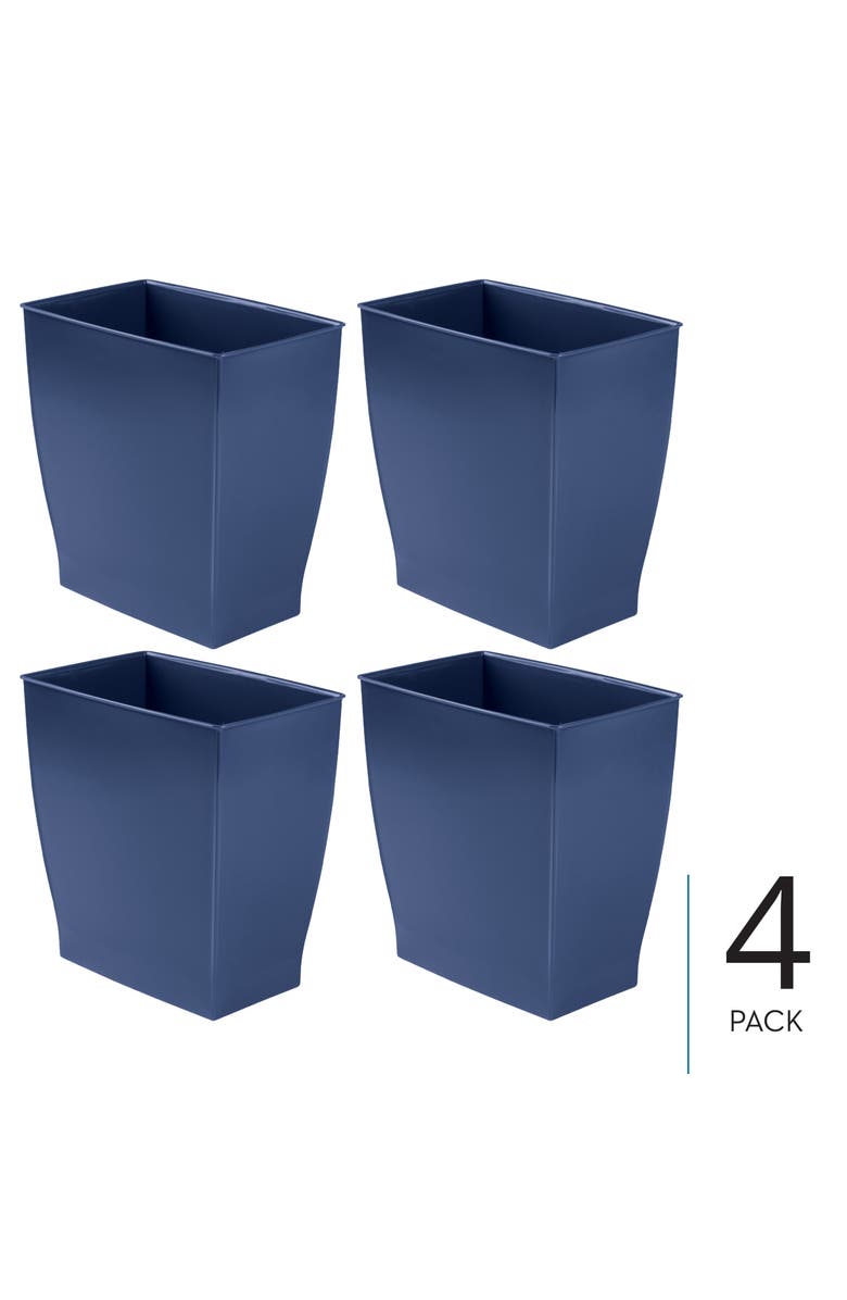 Mono Rectangular Trash Can, 2.5 Gallon / 9.5 Liter, 4-Pack, Navy, Made in USA, Alternate, color, Navy