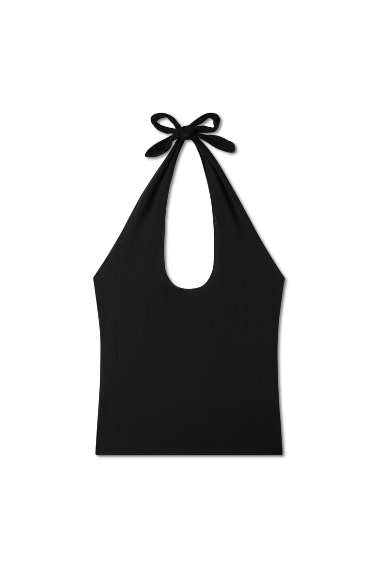 Pauline Pointelle Halter Top, Main, color, BLACK
