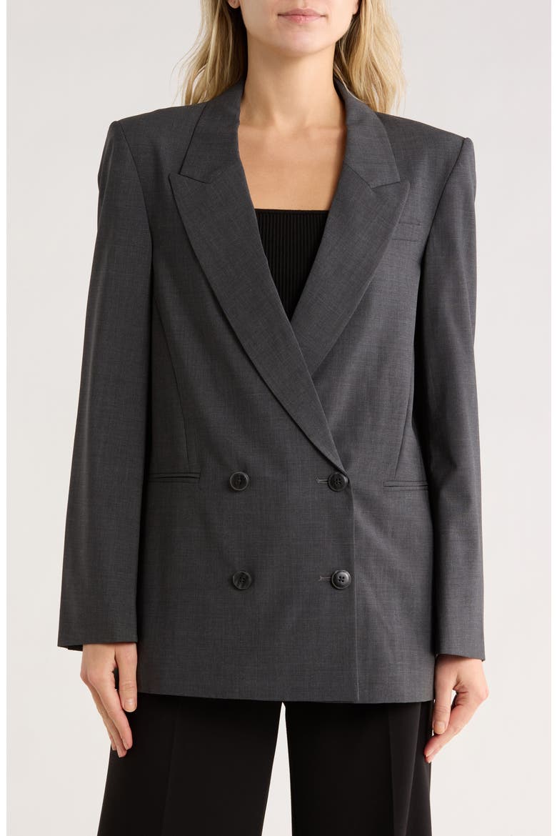 Tabitha Double Breasted Wool Blend Blazer, Main, color, DARK CHARCOAL
