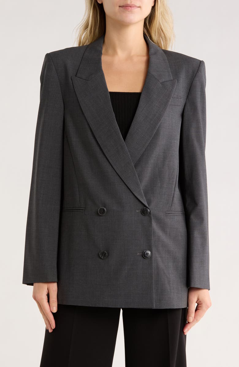 TWP Tabitha Double Breasted Wool Blend Blazer, Main, color, Dark Charcoal