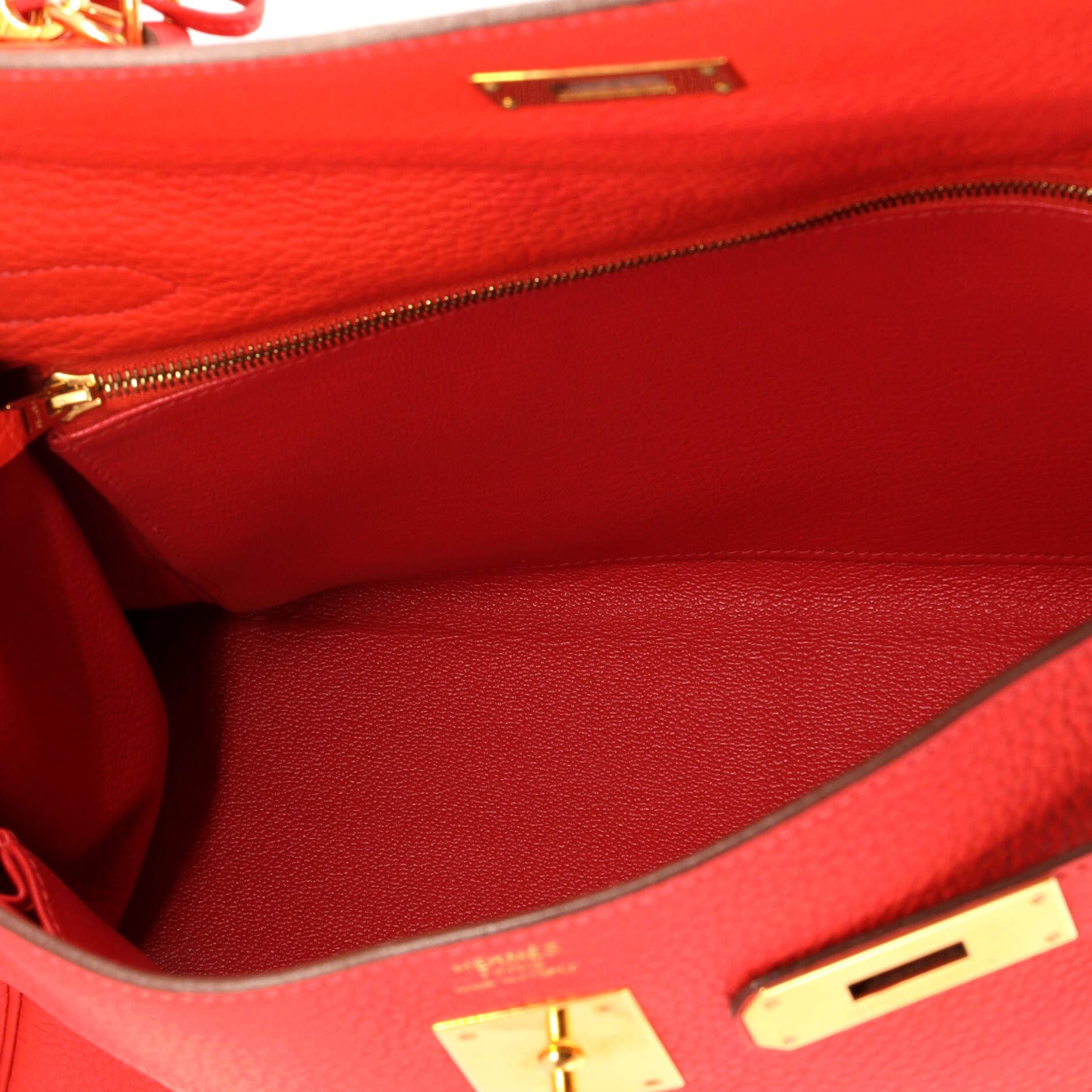 Pre-Owned Hermes Kelly Handbag Red Clemence with Gold Hardware 32, Alternate, color, 