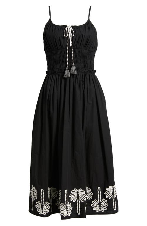 Rails Baja Rickrack Cotton Sundress In Black Ivory Palm Trees