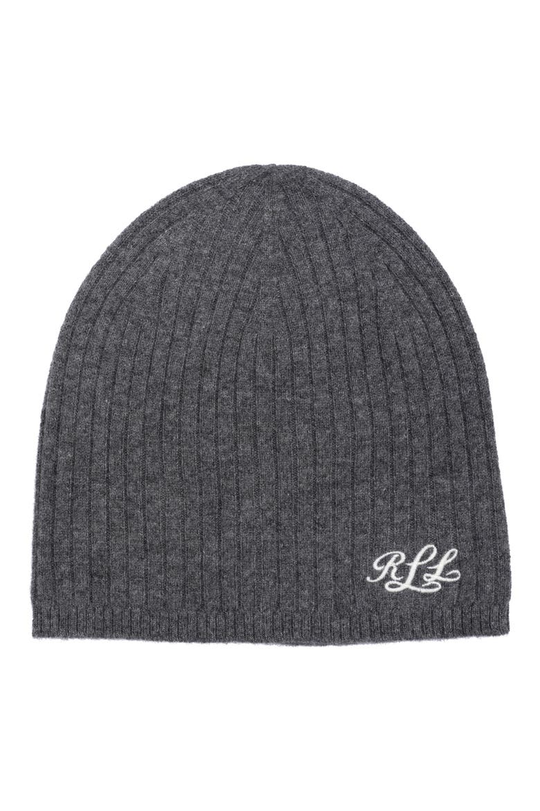 Signature Cashmere Beanie, Main, color, GREY ONYX