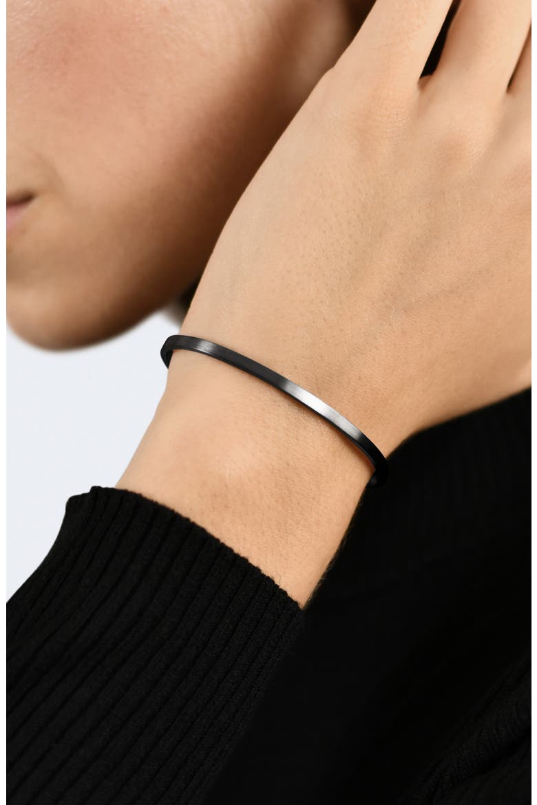 Men's 7G Brushed Sterling Silver Ribbon Cuff Bracelet, Alternate, color, BLACK SILVER