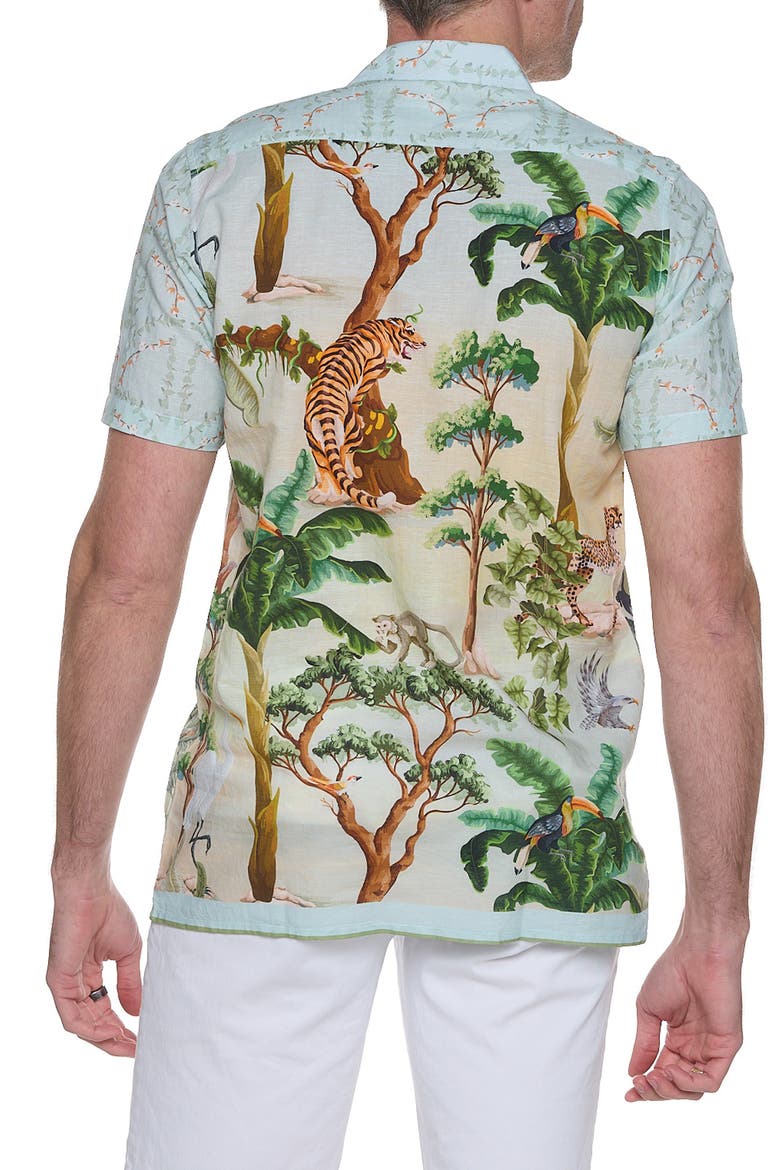 Printed Linen & Cotton Shirt, Alternate, color, BEIGE