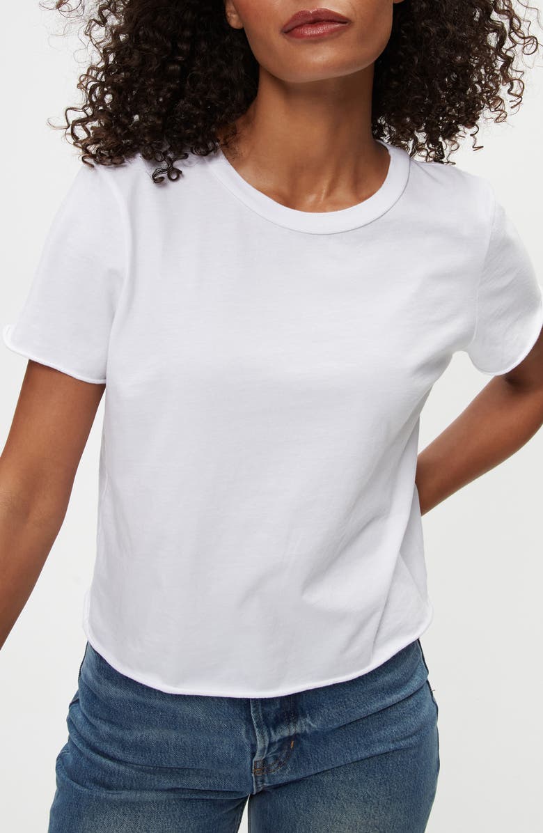 Michael Stars Jackie Raw Edge T-Shirt, Alternate, color, White