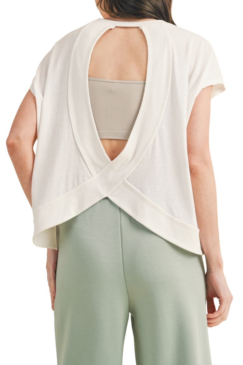 Open Back Cutout Knit Top, Alternate, color, OFF WHITE