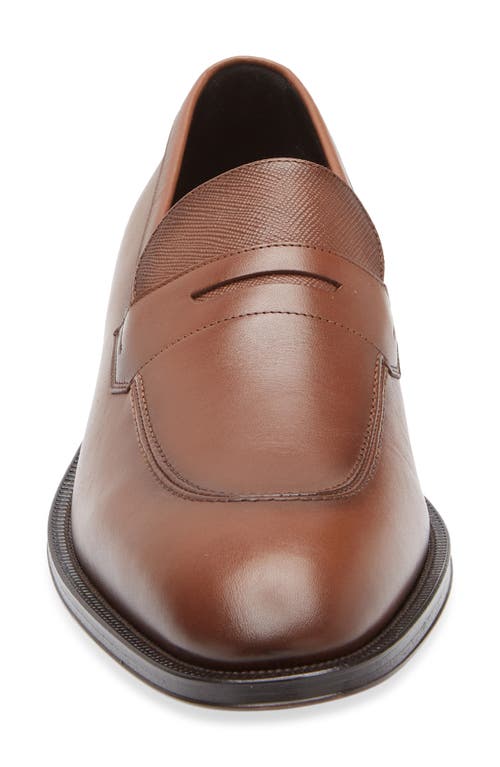 Hugo Boss Boss Derrek Leather Loafer In Medium Brown