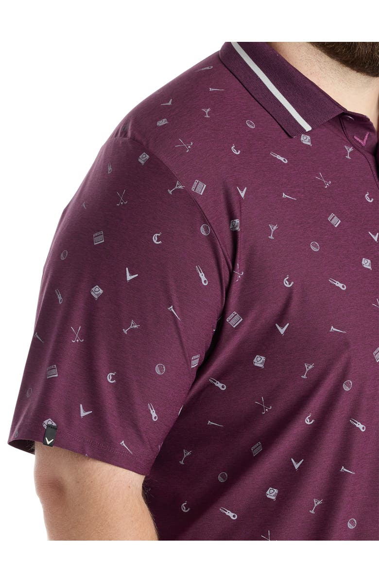 Callaway Big & Tall Memento Print Polo Shirt, Alternate, color, Dk Grape Wine Heath