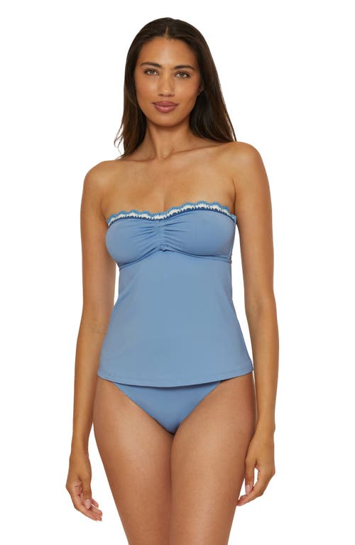 Lucky Brand Malaga Crochet Trim Tankini Top In Blue