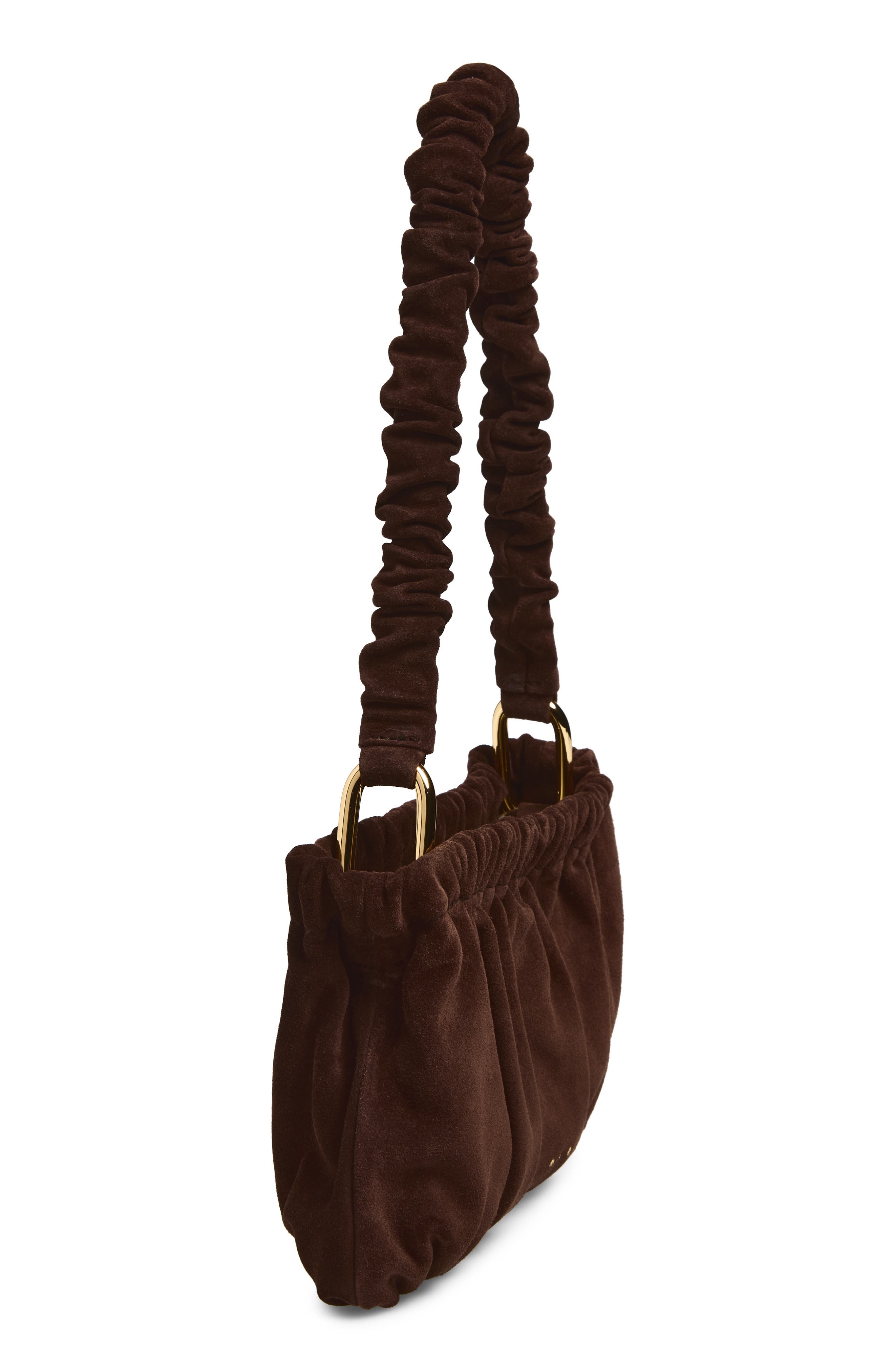 Ruched Suede Leather Clutch, Alternate, color, 00M82 BRAMBLE