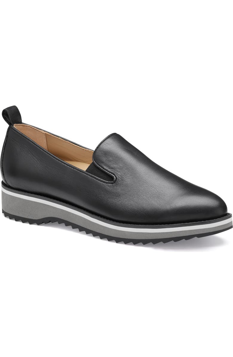 Johnston & Murphy Ulyssa Platform Loafer, Main, color, Black Nappa Leather