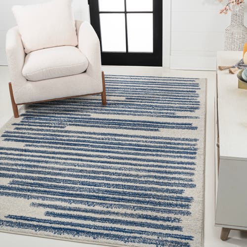 Jonathan Y Khalil Modern Berber Stripe Area Rug In Cream/navy