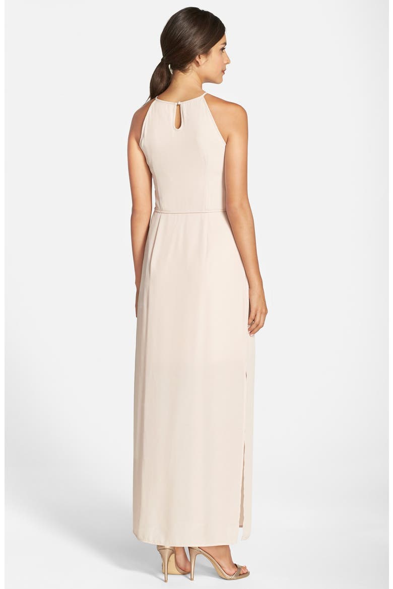by Lauren Conrad 'Francesca' Cutaway Shoulder Crepe Gown, Alternate, color, SILVER PEONY