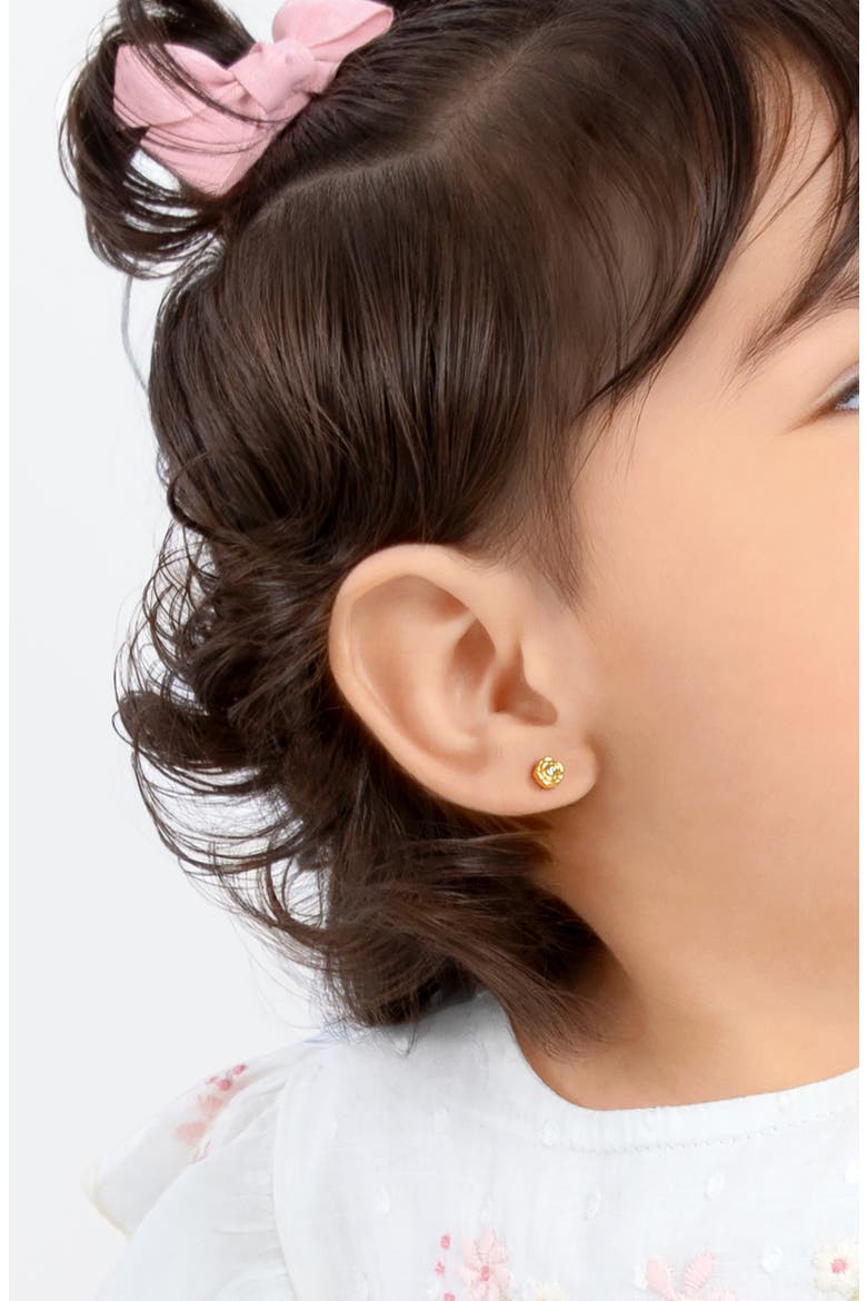 14K Gold on Titanium Everlasting Rose Stud Screw Back Earrings, Alternate, color, 14K Yellow Gold