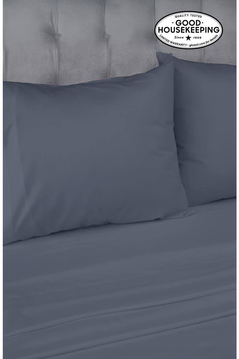 Signature Comfort 100% Egyptian Cotton Breatheable Percale Sheet Set, Alternate, color, Mineral Blue Grey Tone
