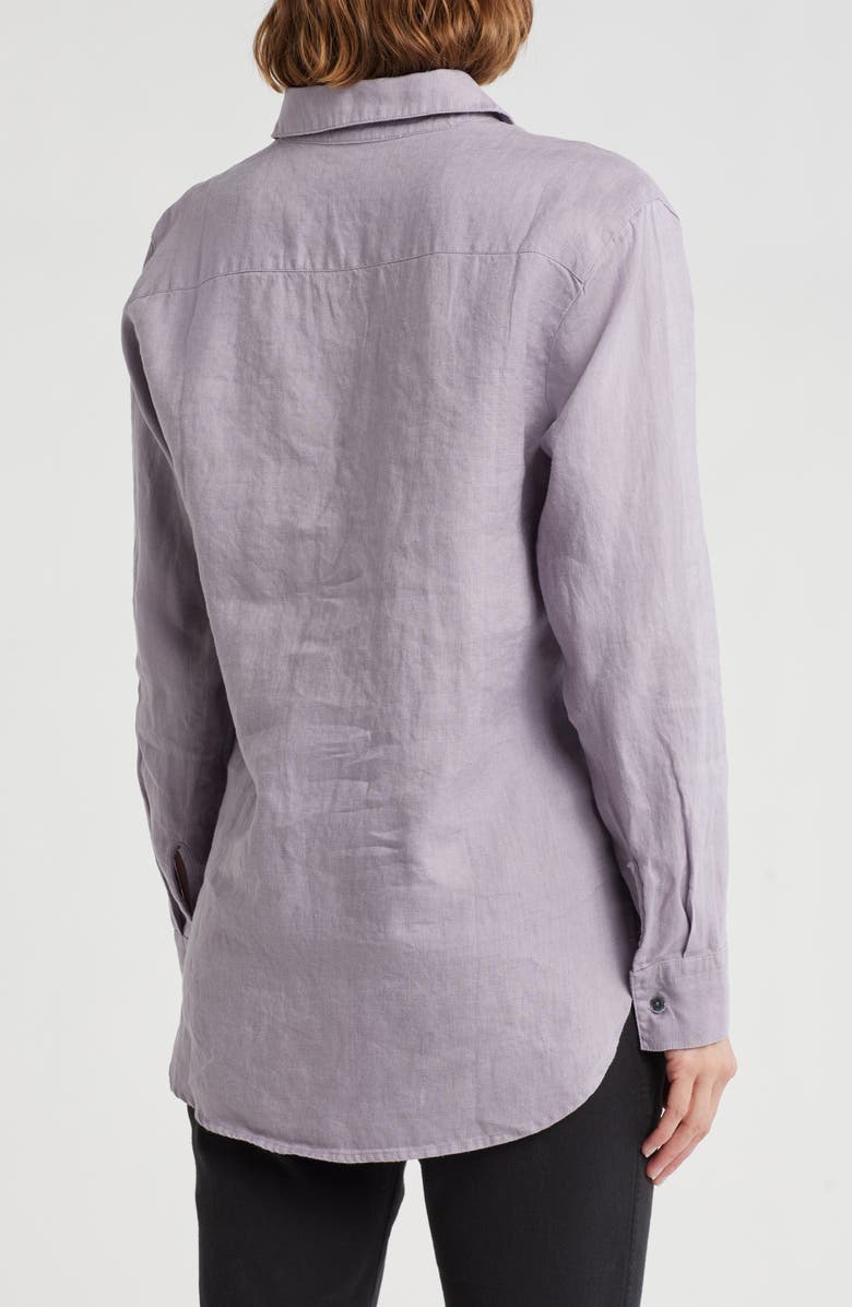 James Perse Linen Button-Up Shirt, Alternate, color, Iris