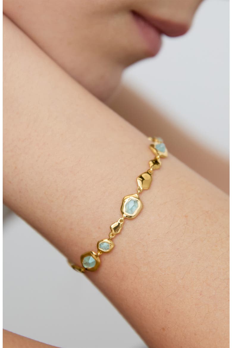 Odyssey Aquamarine Pebbled Chain Bracelet, Alternate, color, 18K GOLD VERMEIL