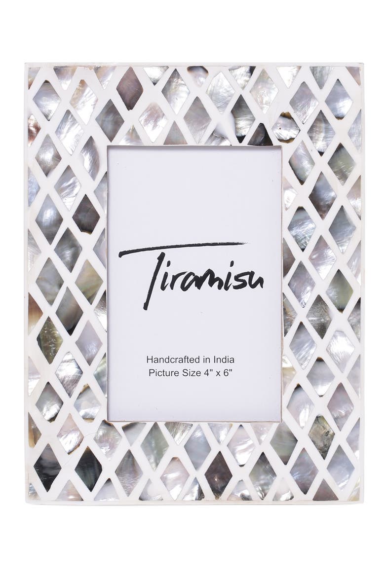 Mother-of-Pearl Picture Frame - Diamond Pattern, Alternate, color, IVORY