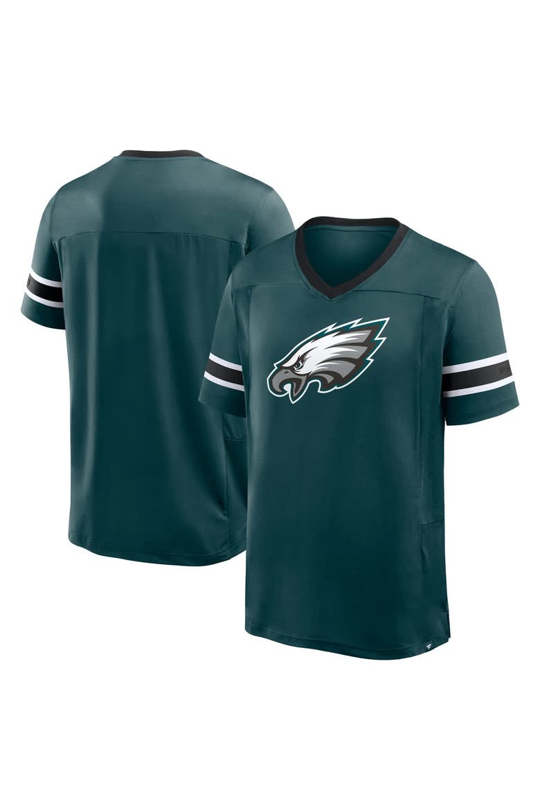 Men's Fanatics Midnight Green Philadelphia Eagles Hometown Premium Hashmark V-Neck T-Shirt, Main, color, Green