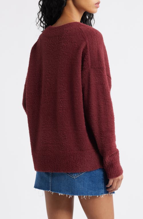 Bp. Fuzzy V-neck Sweater In Burgundy