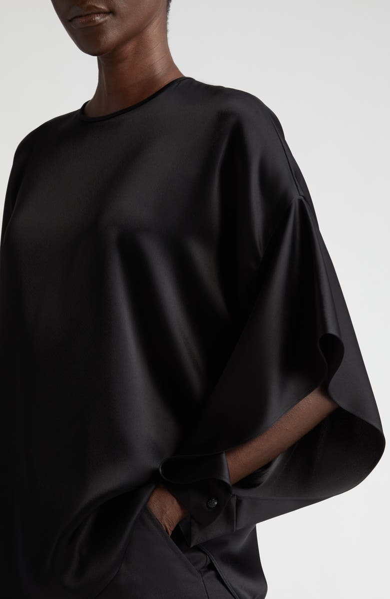 St. John Collection Split Sleeve Open Back Liquid Satin Top, Alternate, color,