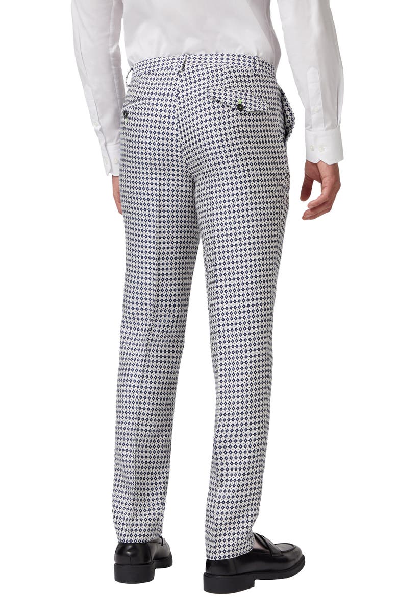 Twisted Tailor Siorek Slim Fit White Jacquard Suit Trousers, Alternate, color, 