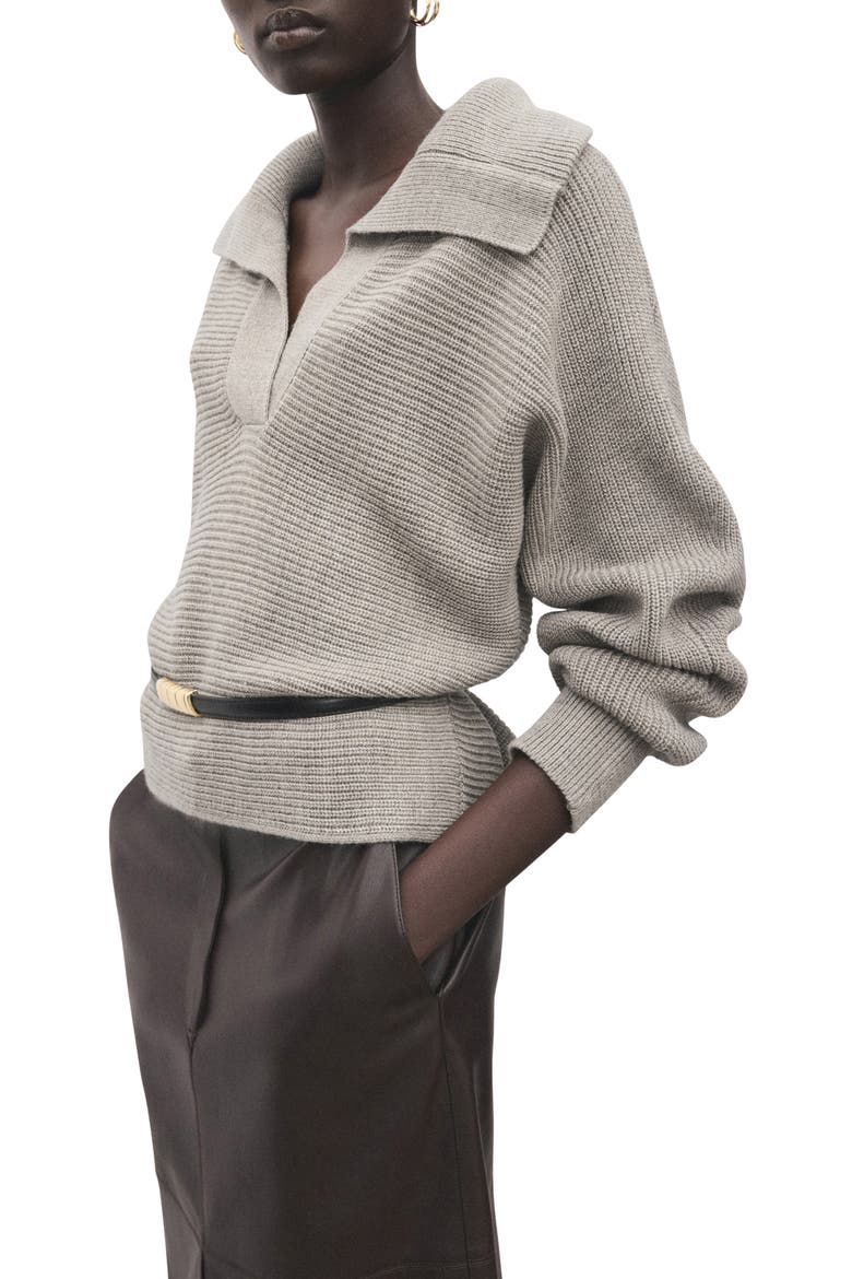 Manzana Dolman Sleeve Polo Sweater, Main, color, LIGHT/ PASTEL GREY