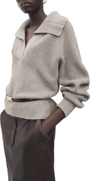 MANGO Manzana Dolman Sleeve Polo Sweater